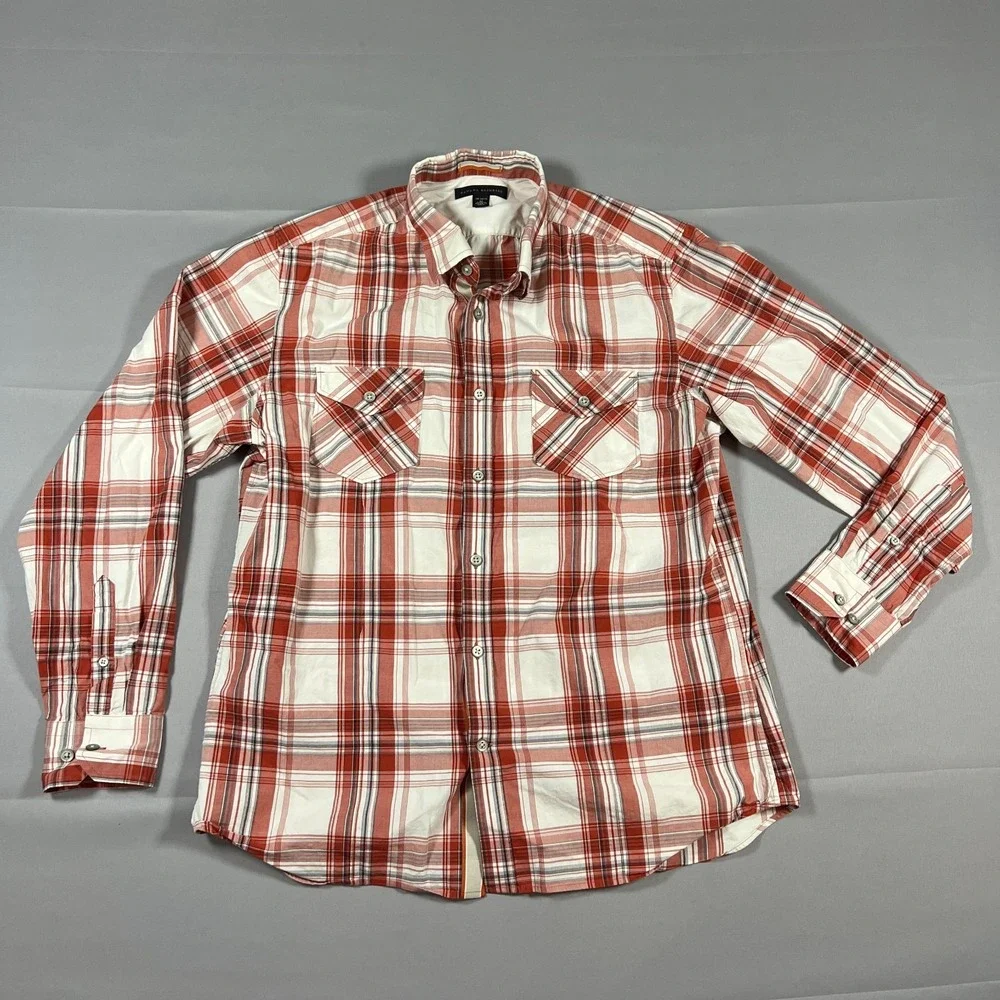 Banana Republic Western Flannel Shirt Mens M Multicolor Plaid Cotton Button Up